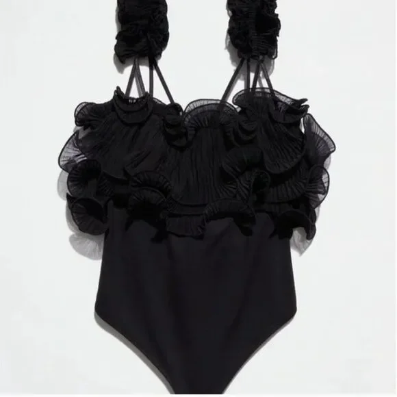 JOIE Ruffle Strappy Black Bodysuit - Picture 5 of 6